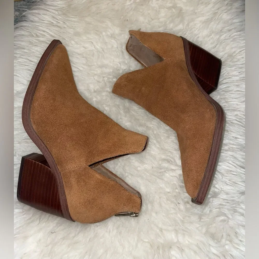 Vince Camuto Bibestie Booties Ankle Boots Brown Suede 7.5